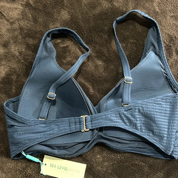 Nwt Sea level swim storm blue bikini top US size 12 - Picture 5 of 6